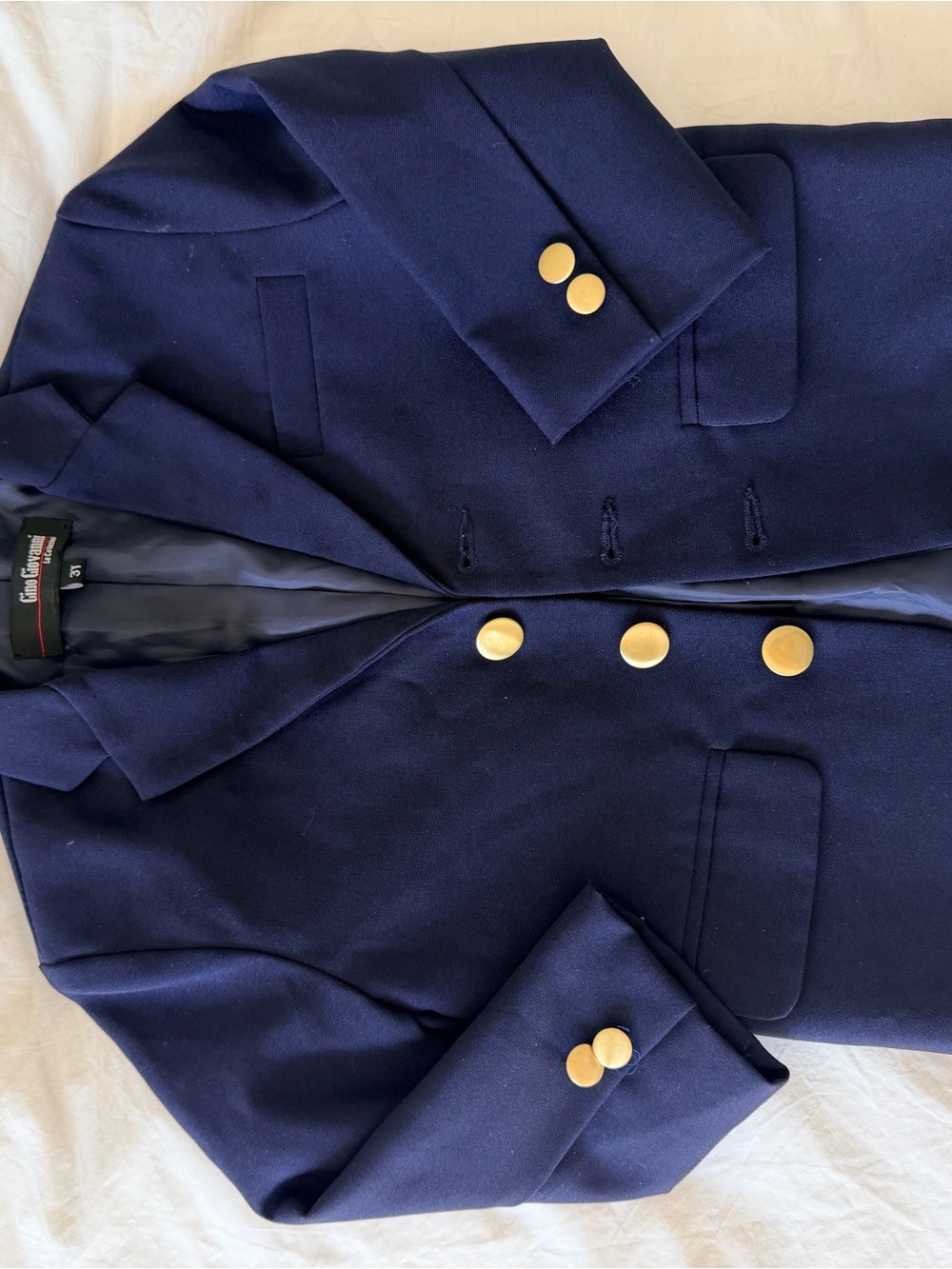 Men's Navy Double-Breasted Wool Coat with Gold Buttons